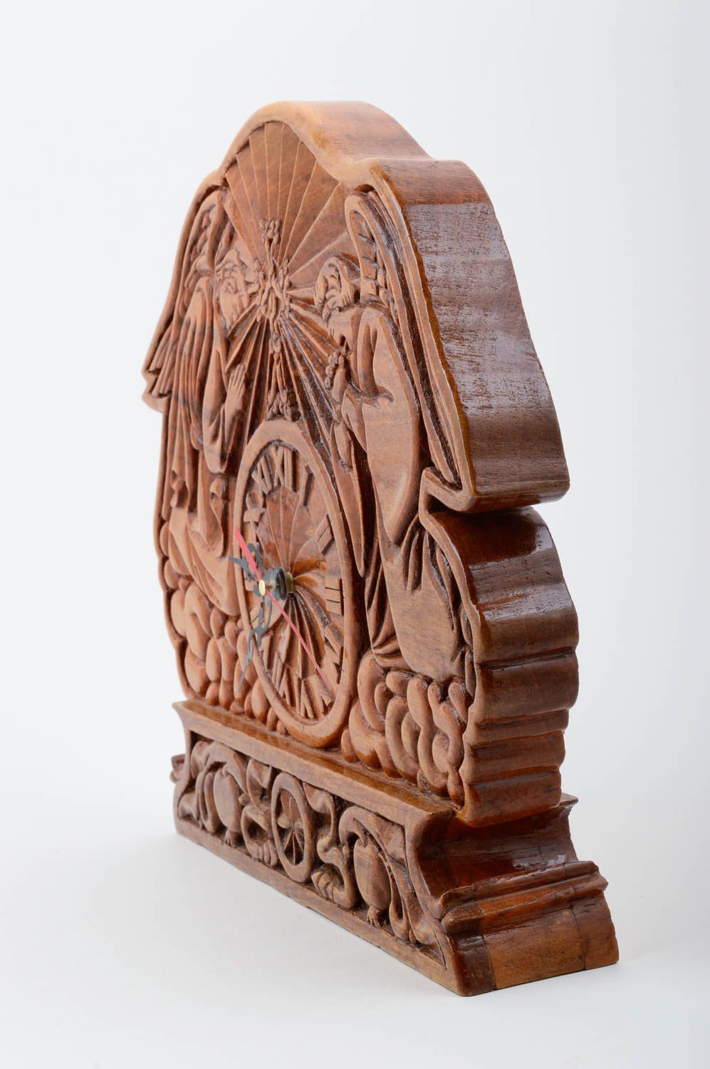 Декор для дома настольные часы ручной работы деревянные часы авторские Ангелы фото 2
