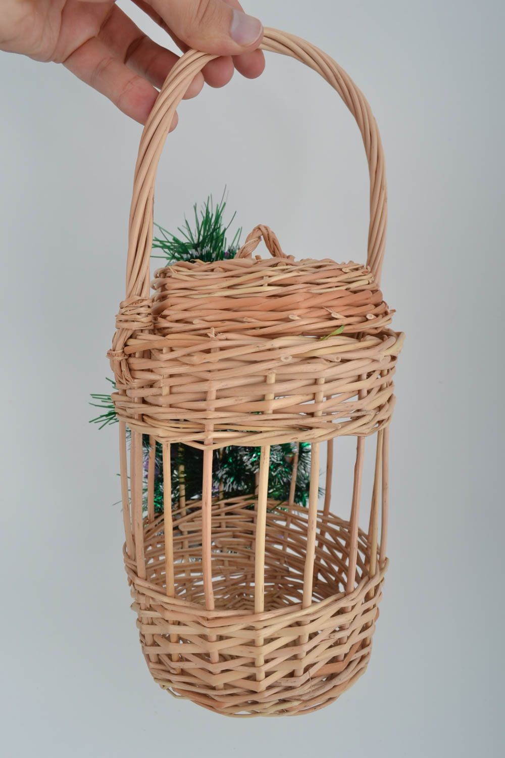 Unusual handmade woven basket with lid Easter basket ideas Easter gift ideas photo 5