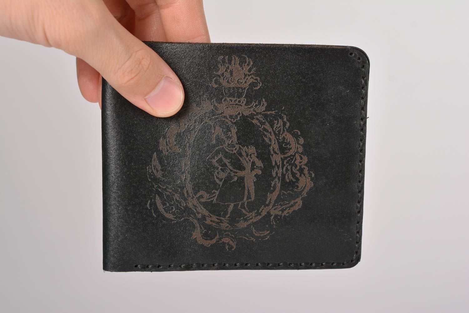 Handmade Herren Geldbörse Accessoire für Männer Leder Portemonnaie in Schwarz foto 4