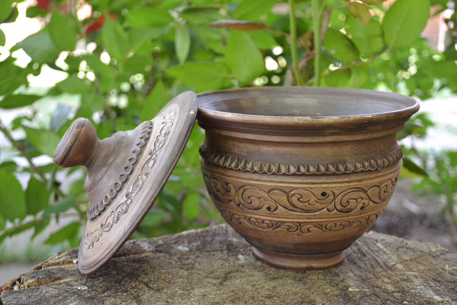 Pote de arcilla artesanal bonito original grande vajilla ecológica cerámica 1 l foto 1