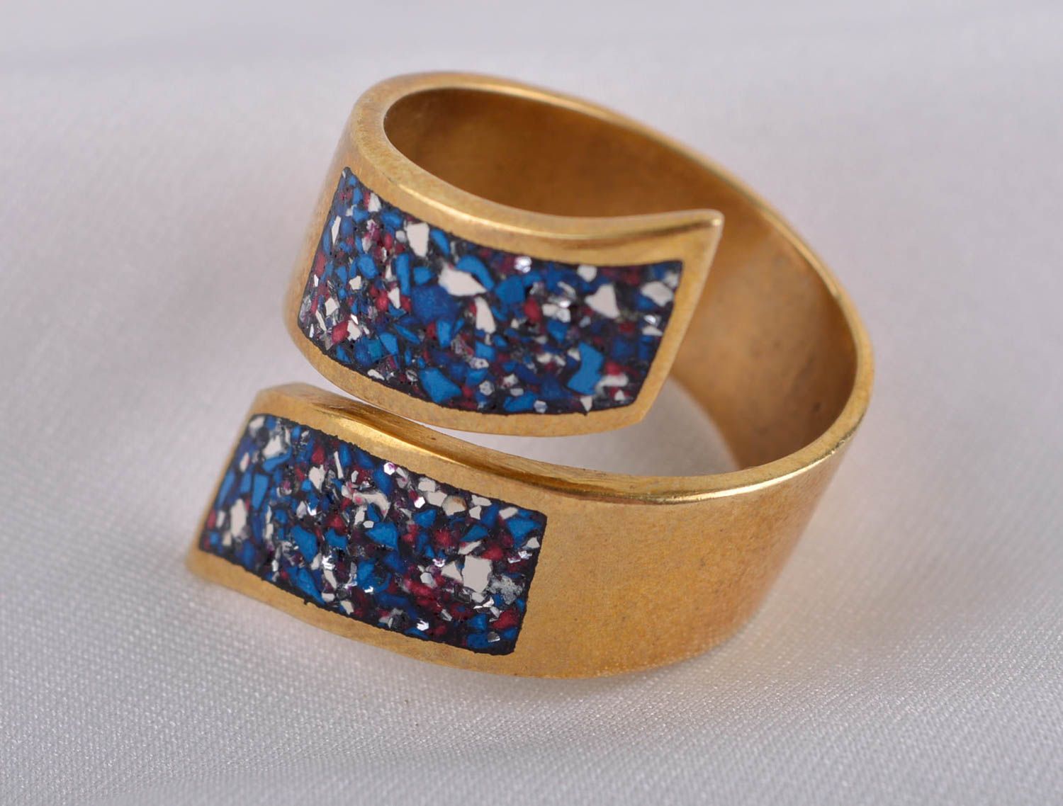 Модное кольцо украшение ручной работы украшение из латуни и натуральных камней фото 1