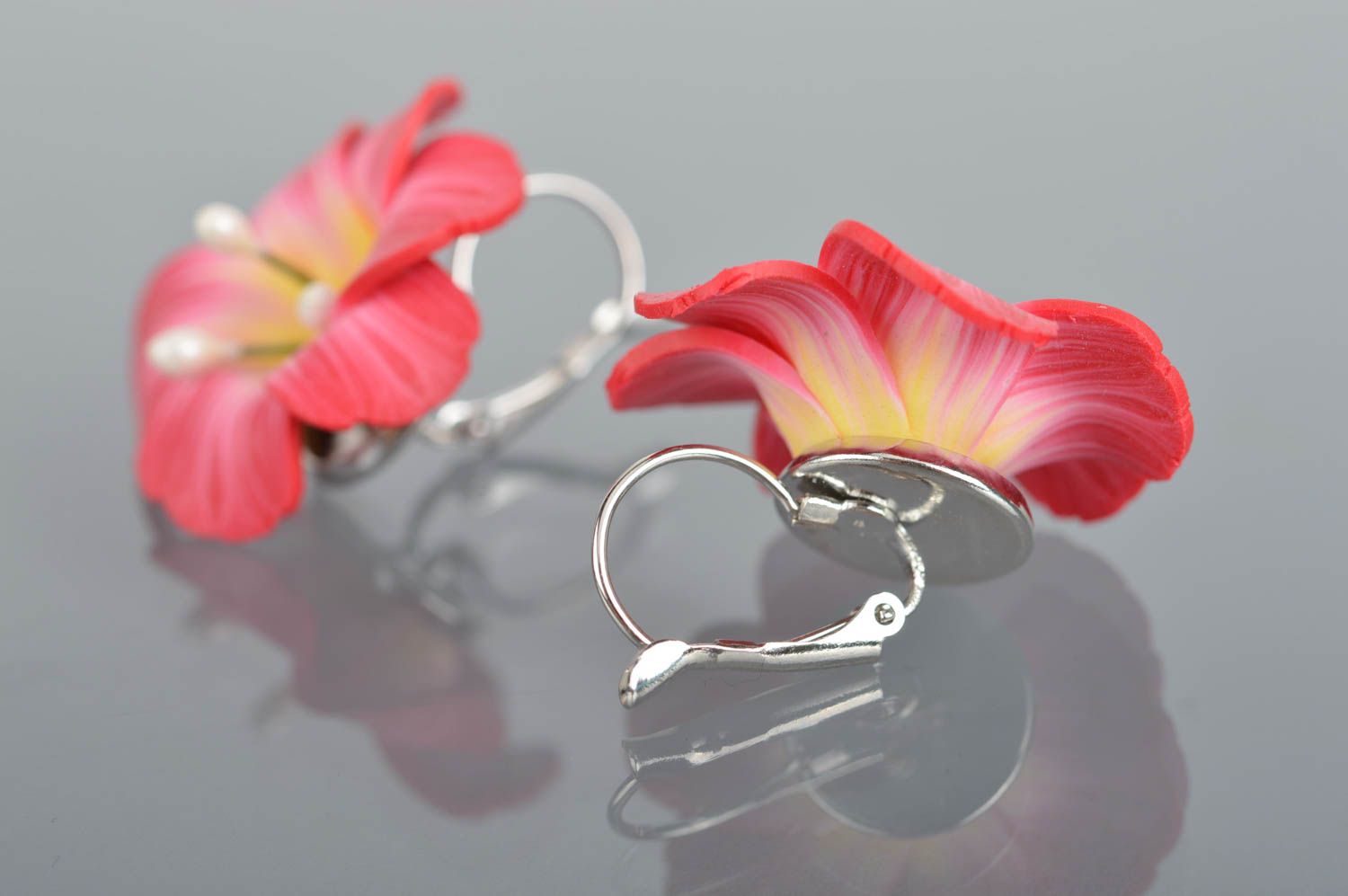 Polymer clay handmade earrings with flowers handmade summer jewelry photo 5