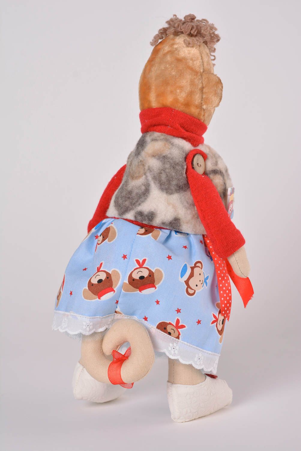 Игрушка обезьянка ручной работы мягкая игрушка из ткани красивая детская игрушка фото 3