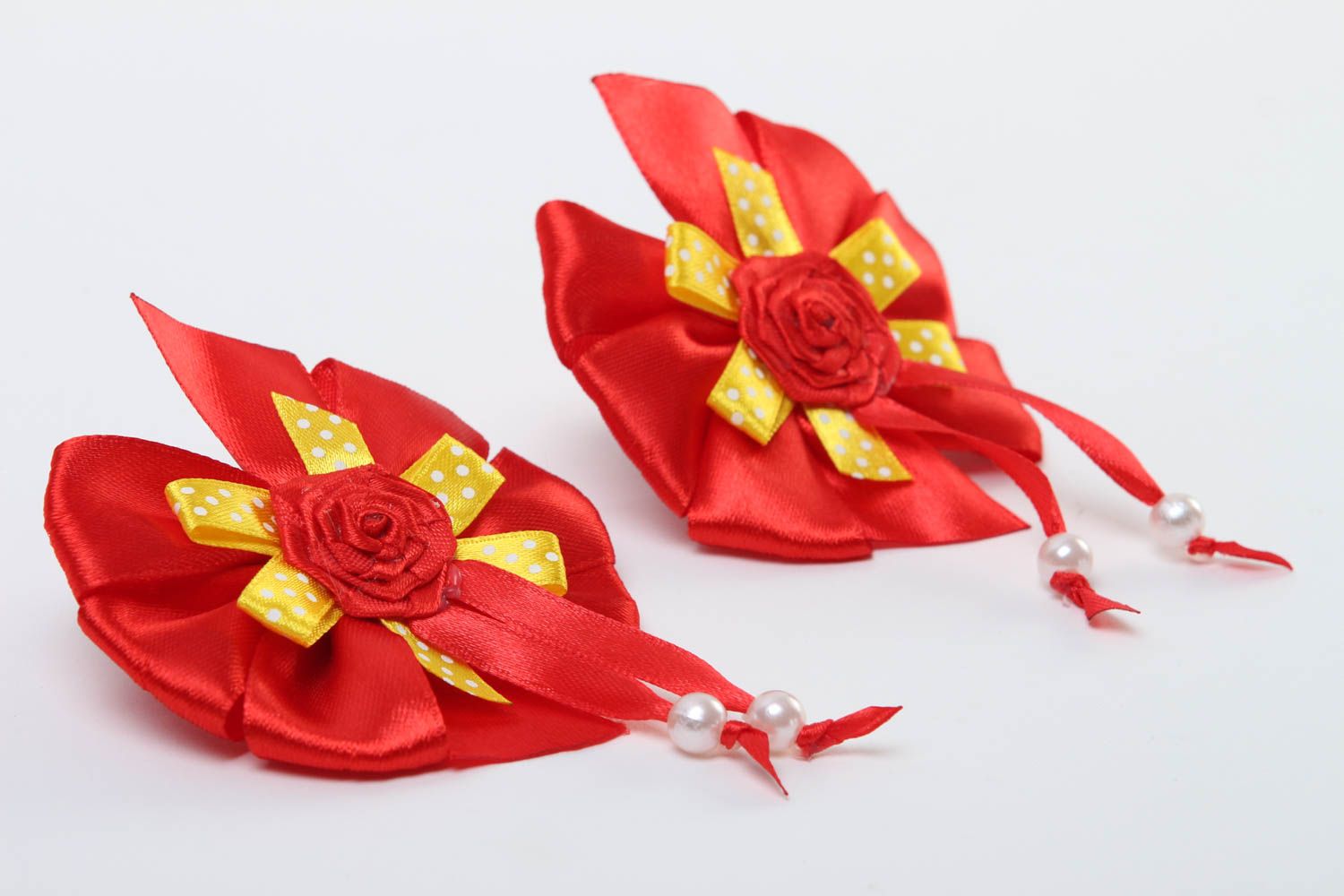 Schöne Blumen Haargummis Schmuck handgemacht Accessoires für Mädchen 2 Stück rot foto 3
