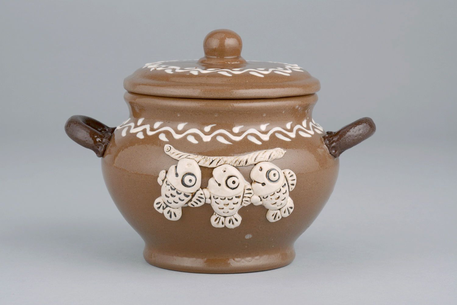 Pot d'argile fait main original au motif ukrainien photo 4