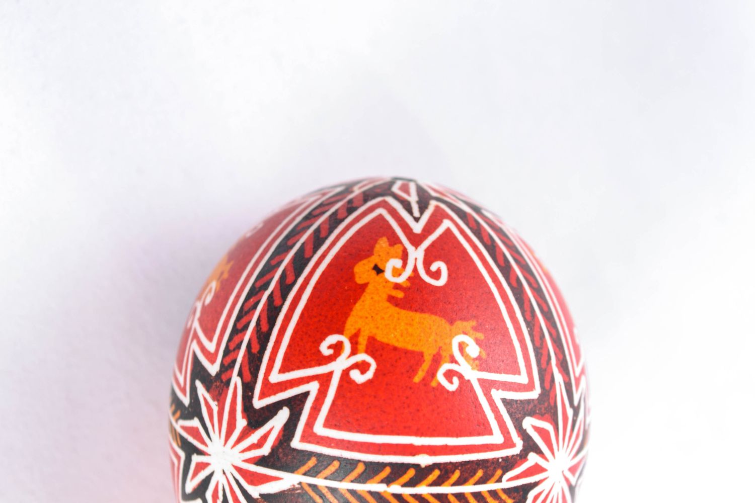 Handmade Easter egg painted in red color palette photo 5