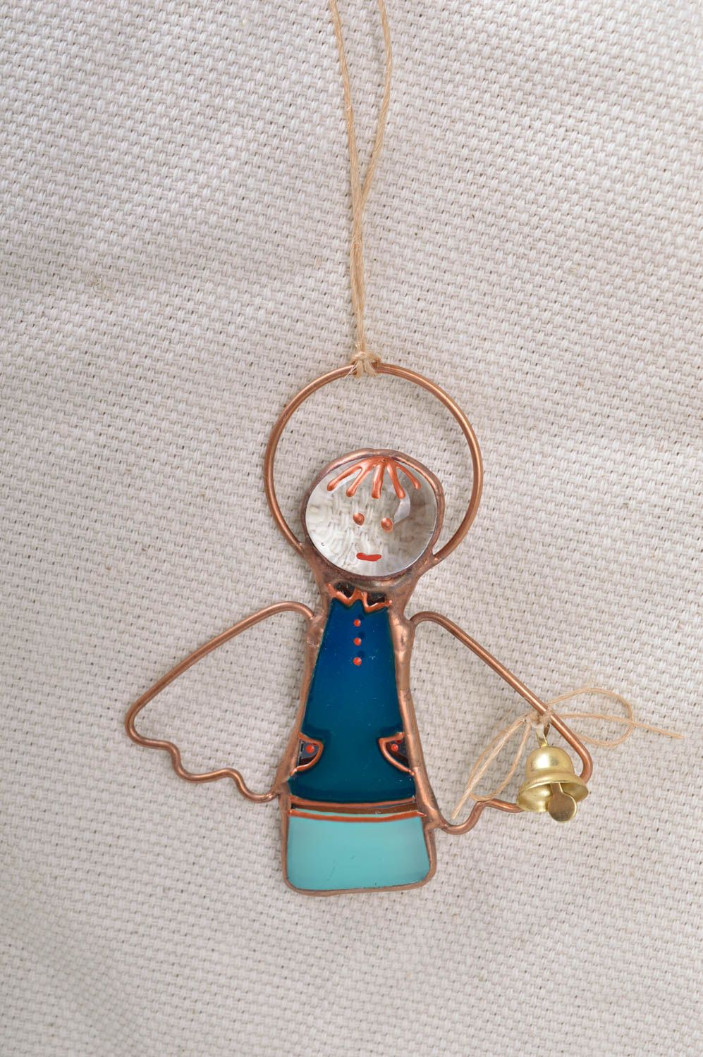 Bel ange à suspendre petit fait main vitrail en verre coloré décoration stylée photo 1