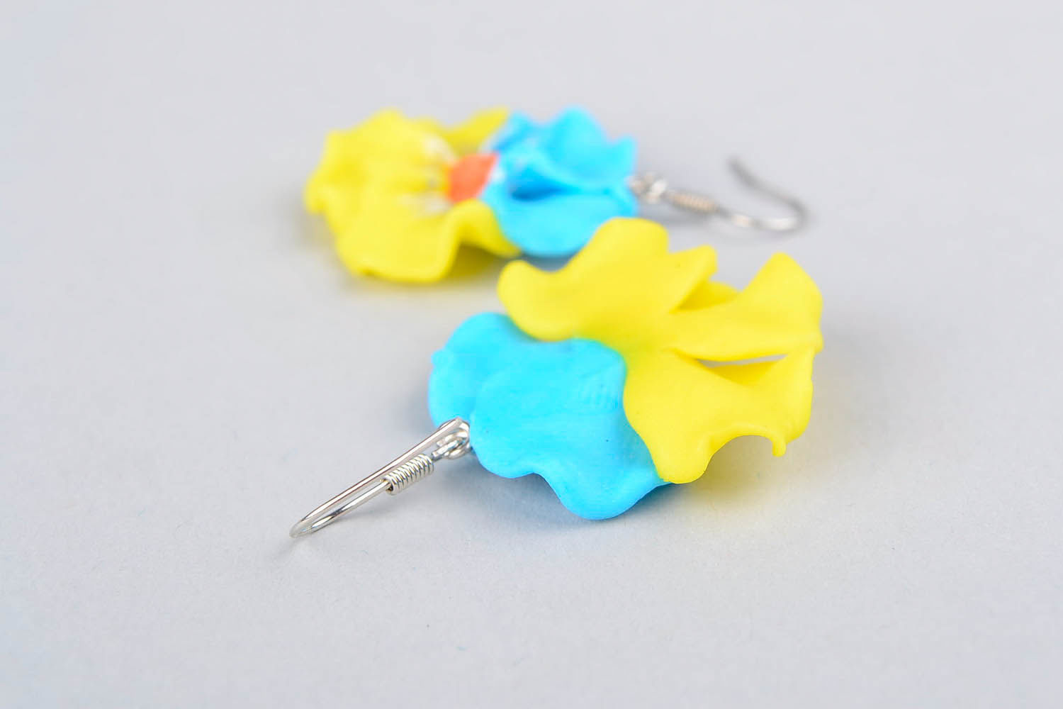 Earrings made of polymer clay Flowers photo 4