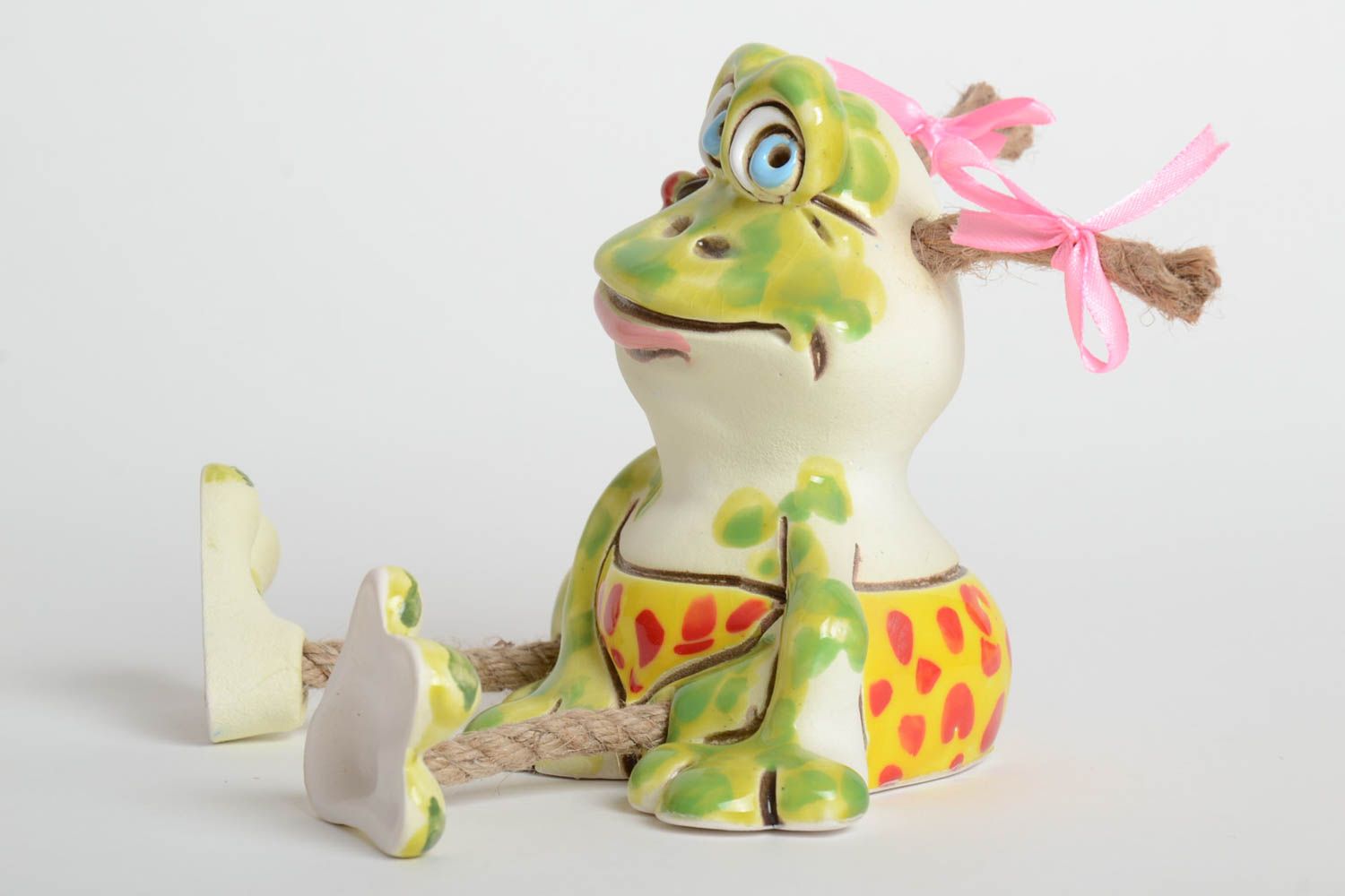 Handgemachte Keramik lustige Spardose Ton Deko Geschenk für Kinder bemalt Frosch foto 5