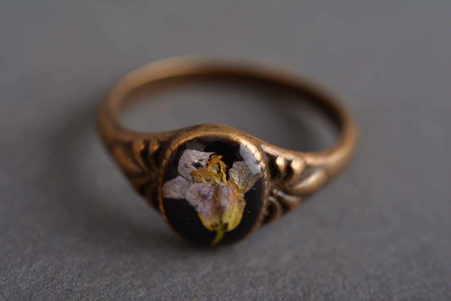 Кольцо ручной работы кольцо из эпоксидной смолы модное кольцо сухоцвет фото 3