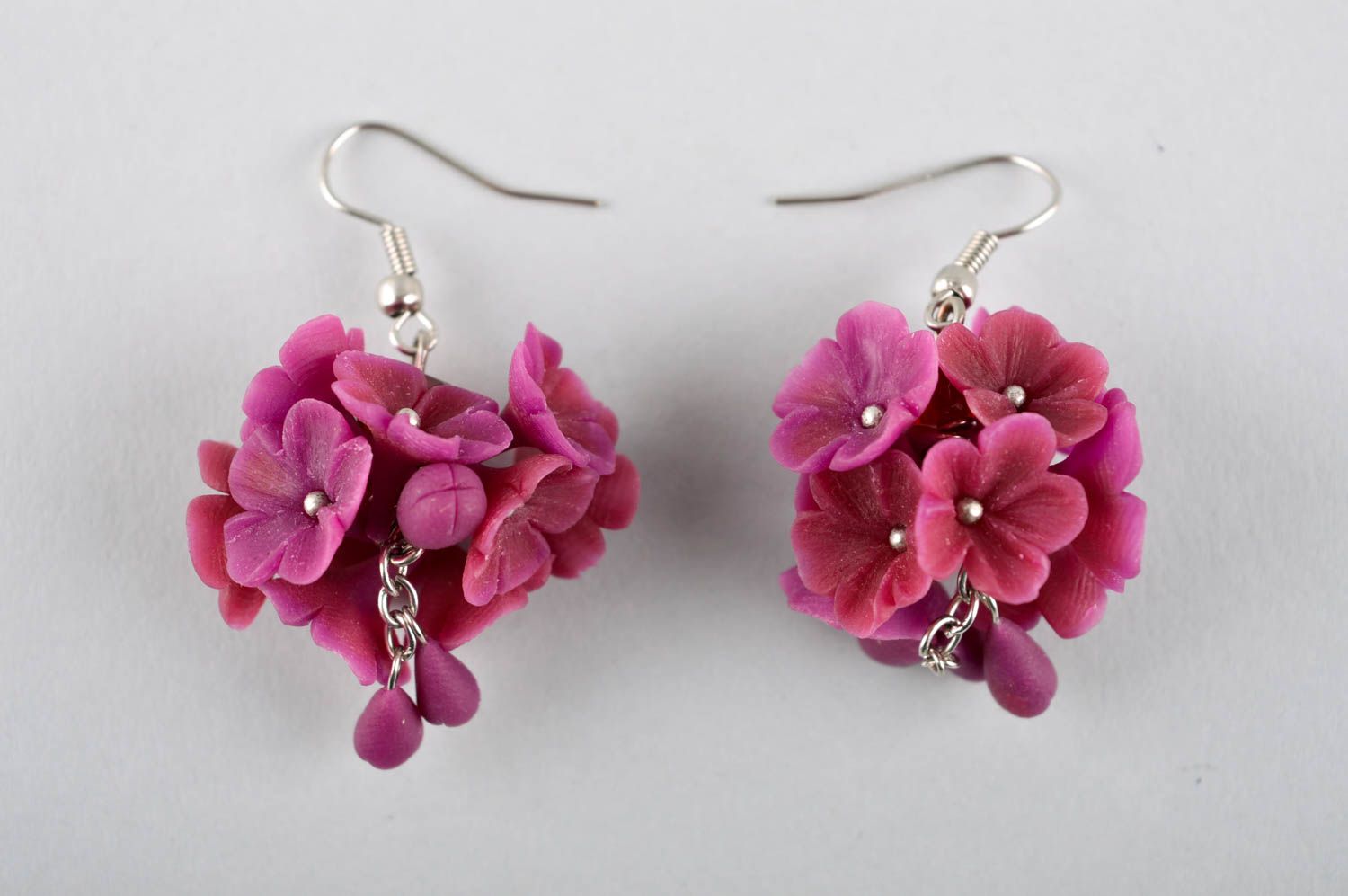 Flower earrings handmade plastic earrings polymer clay accessories for women photo 3