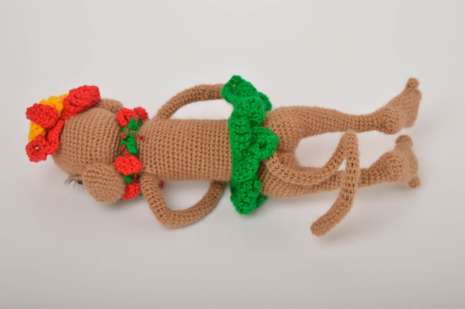 Jouet singe souriant Peluche faite main tricotée en acrylique Cadeau pour enfant photo 3