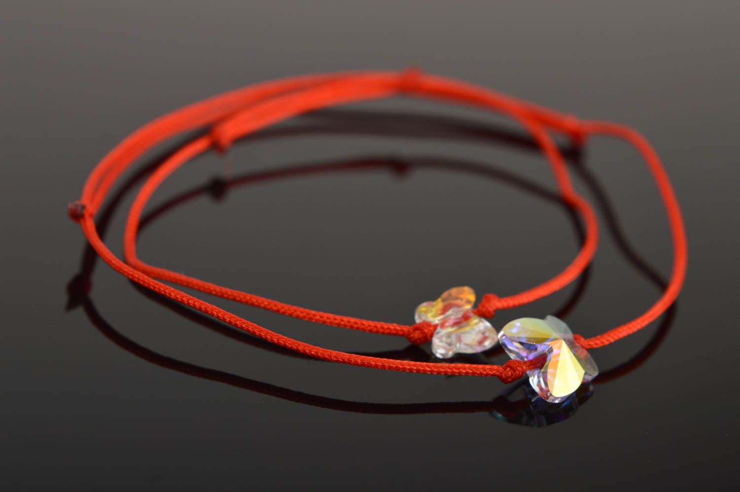 Bracelets textiles Bijoux faits main Accessoires femme 2 pcs fil de soie rouge photo 2