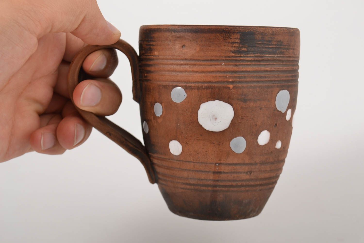 Чайная чашка ручной работы глиняная чашка посуда для чая с росписью 400 мл фото 5