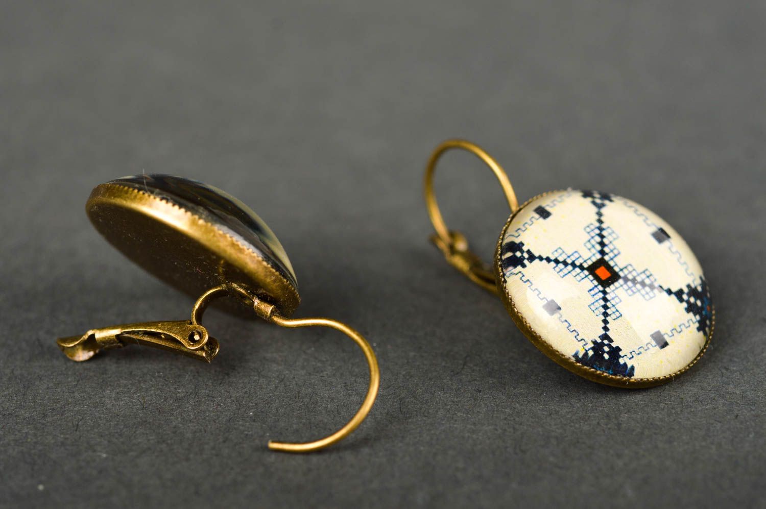 Vintage earrings handmade round-shaped earrings fashion jewelry stylish jewelry photo 5
