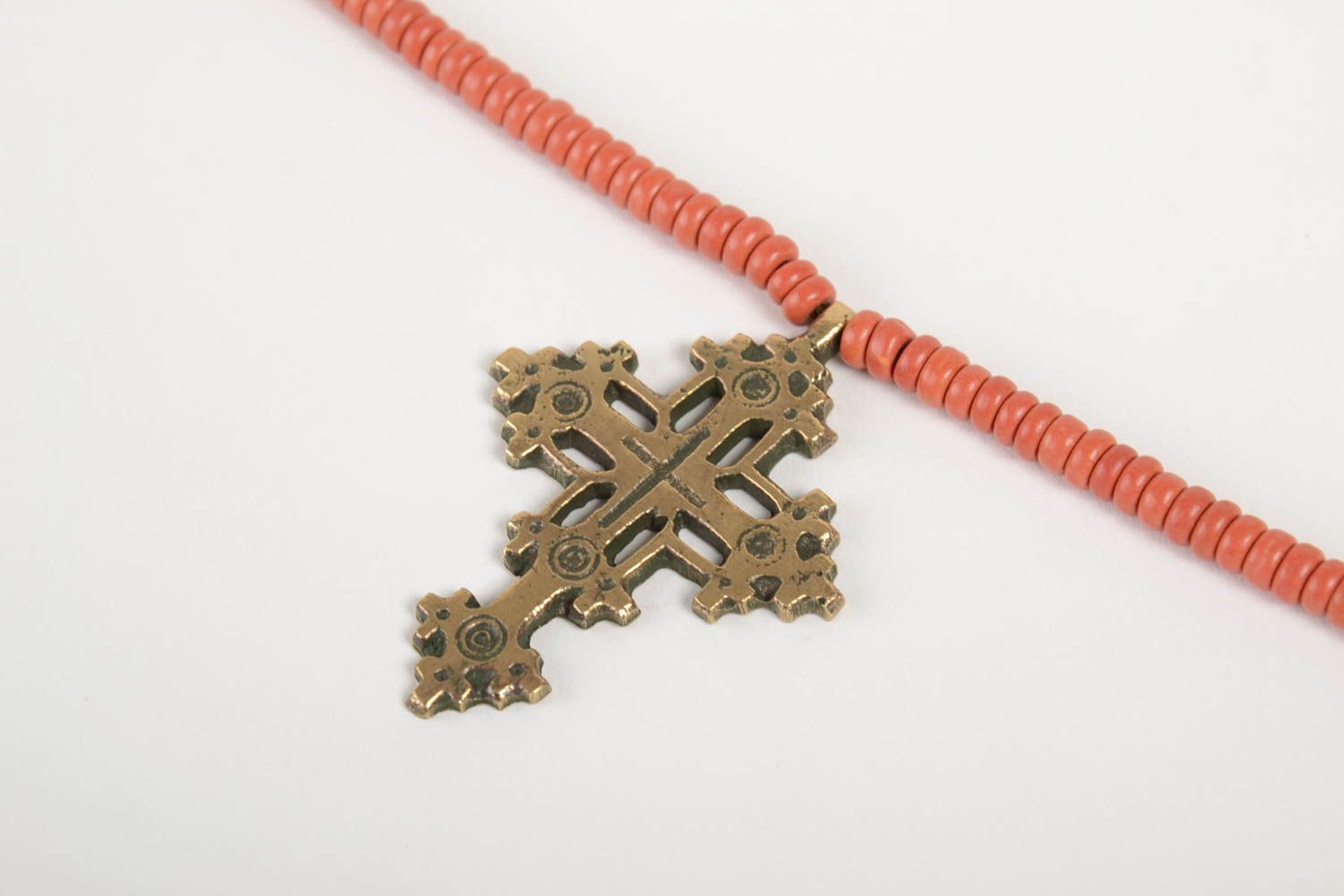 Pendentif croix fait main Bijou ethnique original joli Accessoire femme  photo 5
