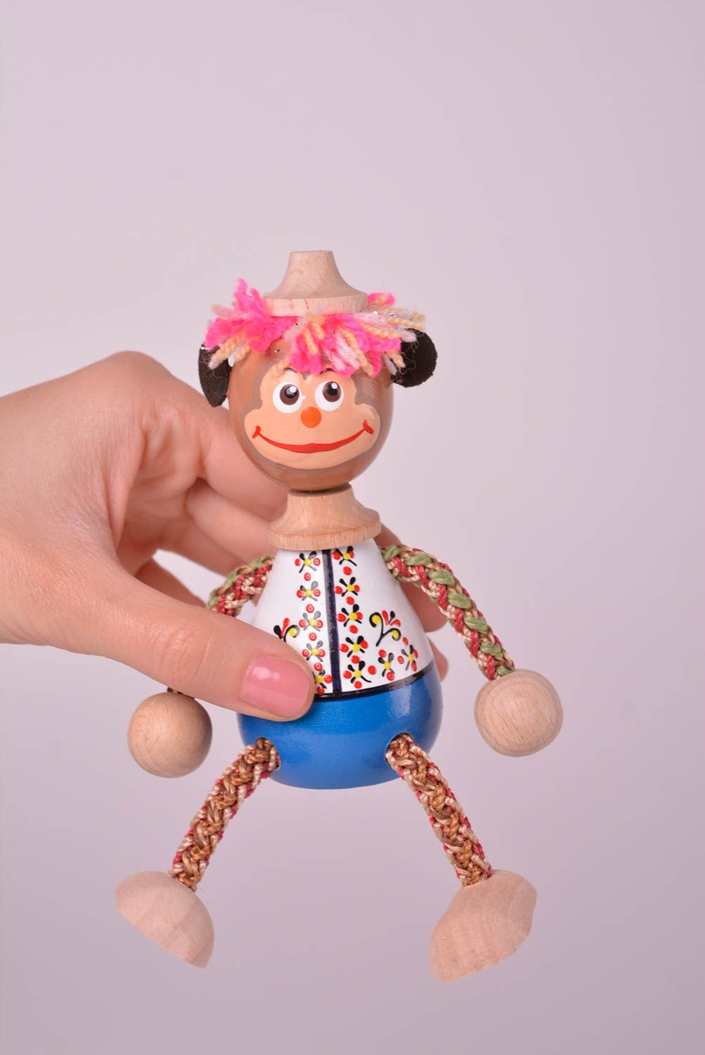 Figura de madera artesanal mono de juguete bonito regalo original para niño  foto 2