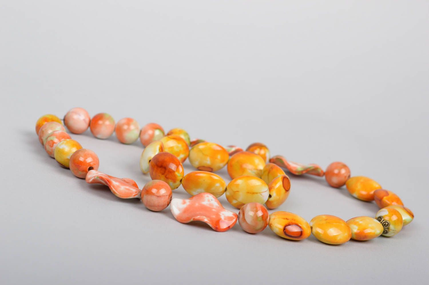 Parure collier bracelet Bijoux faits main perles fantaisie orange Cadeau femme photo 2