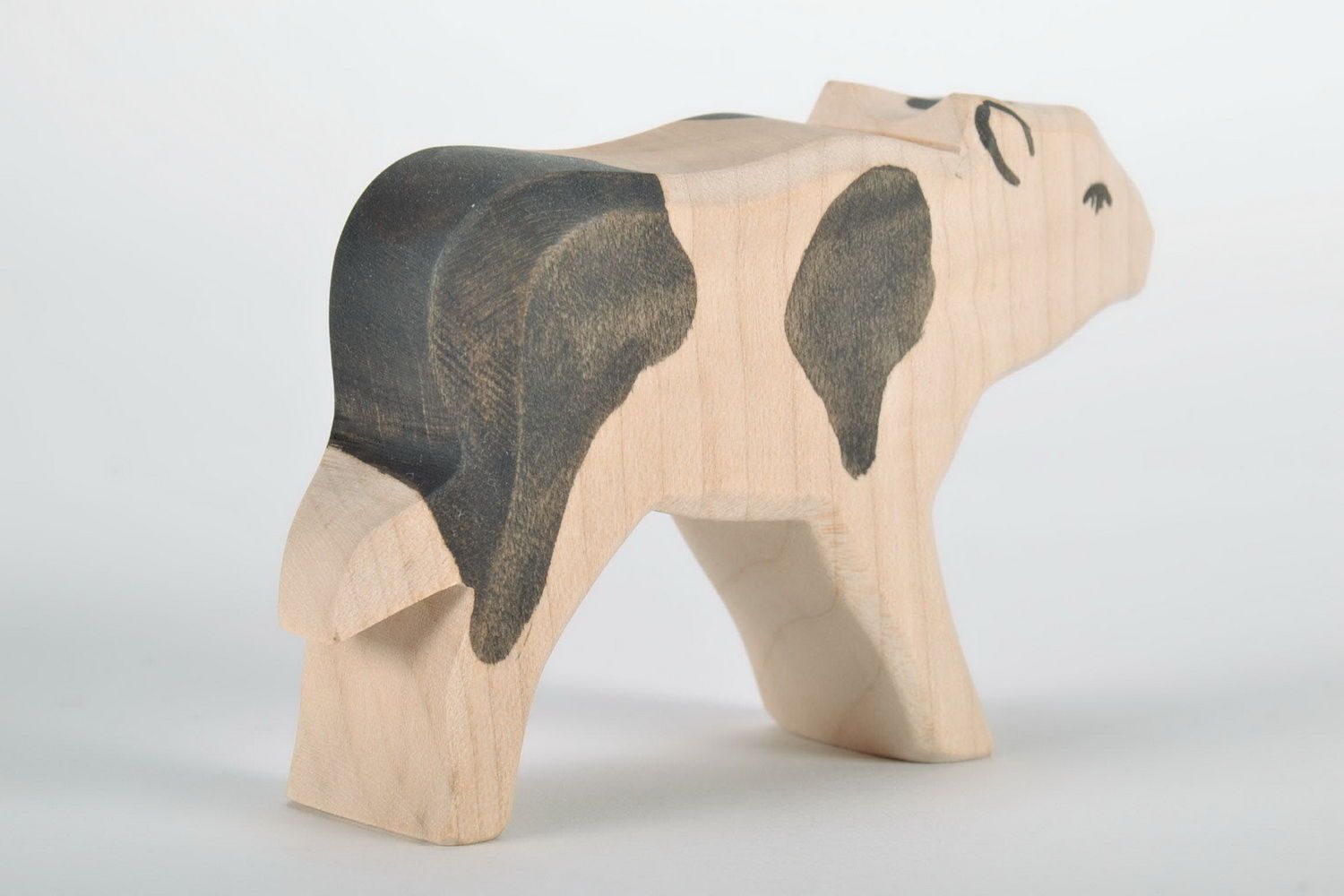 Vache déco fait main Figurine bois design original Déco maison écologique photo 4