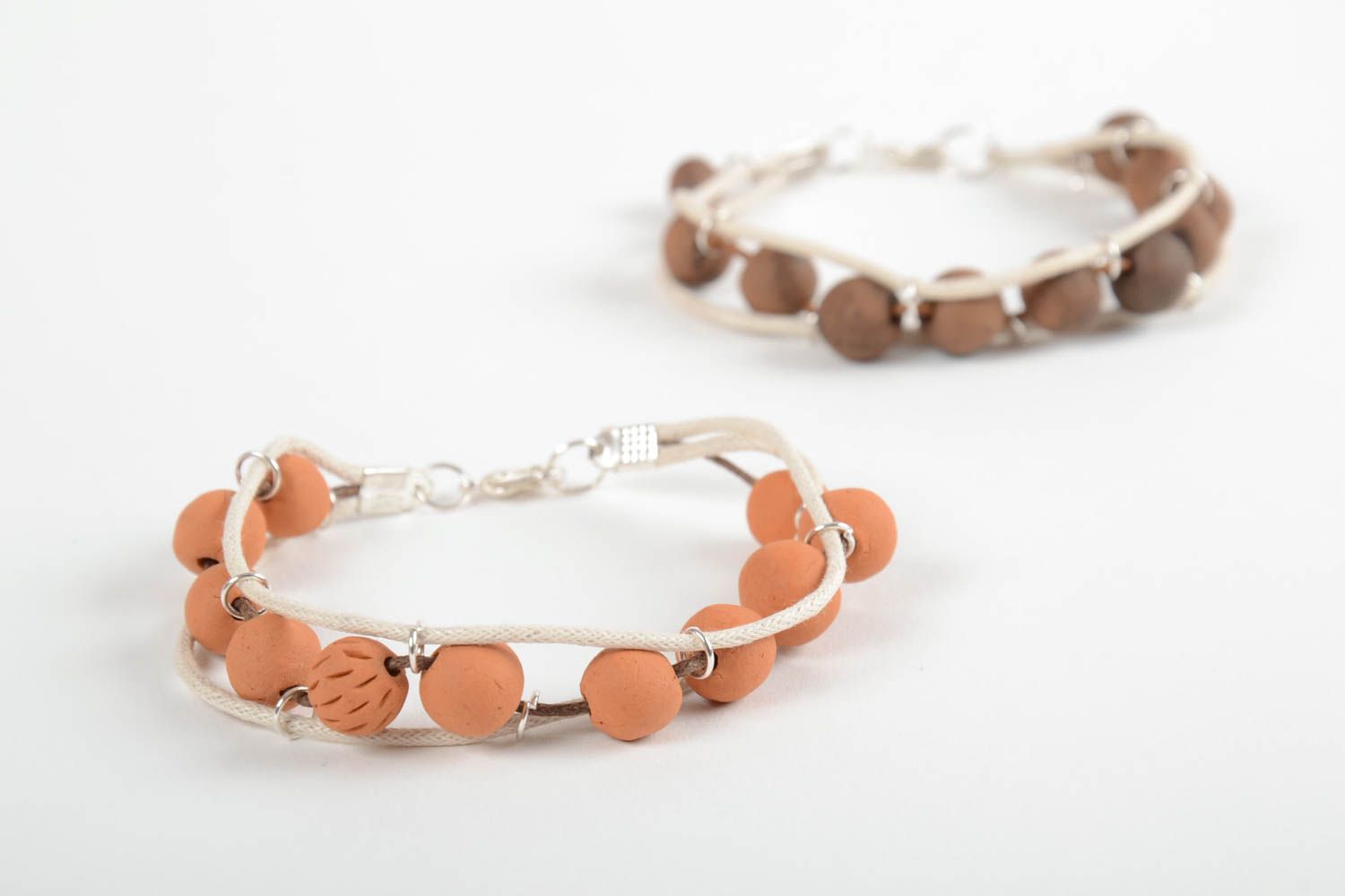 Set of 2 handmade ceramic bracelets beaded bracelets ceramic jewelry trends photo 6