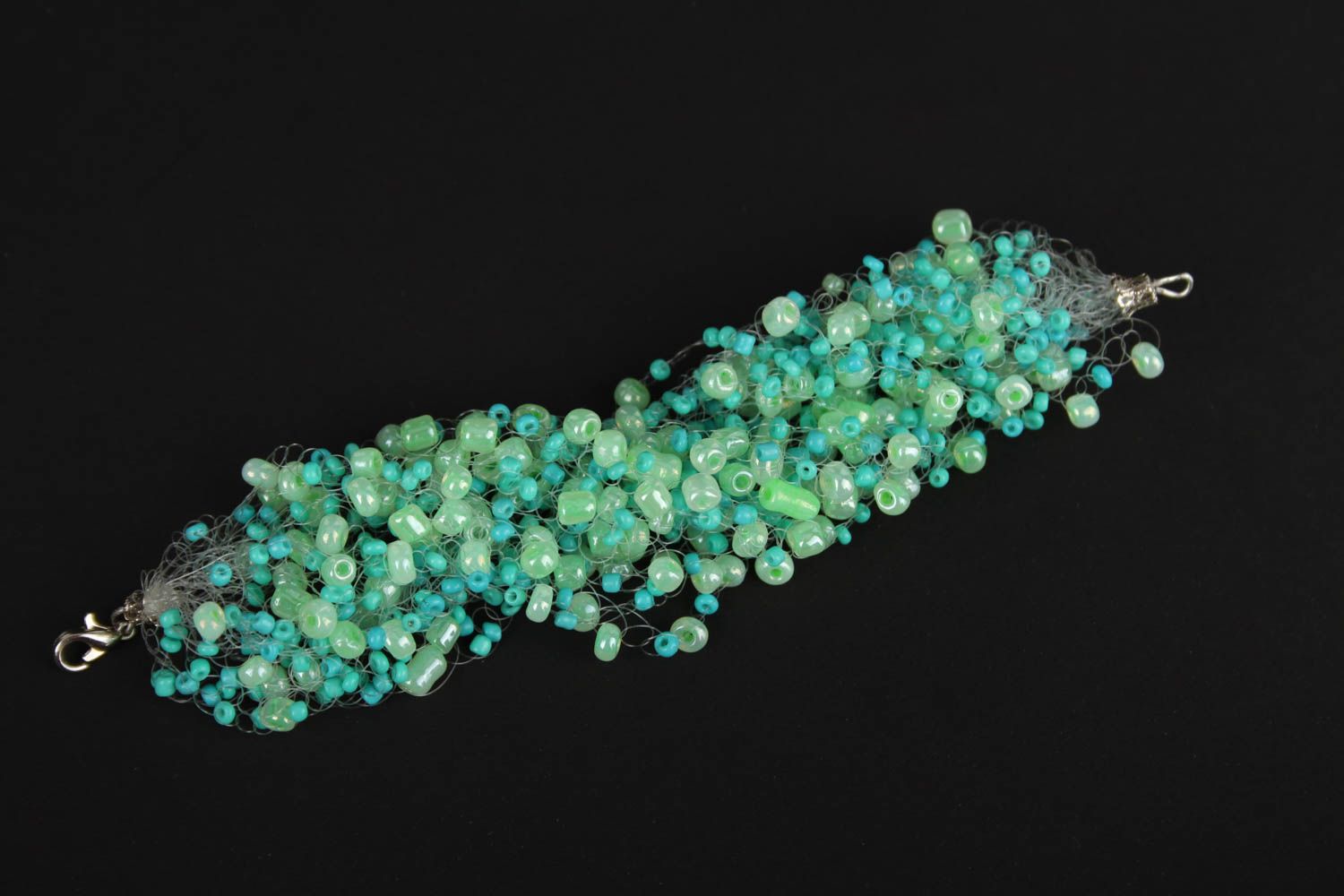 Bracelet perles rocaille turquoise Bijou fait main large Accessoire femme photo 5