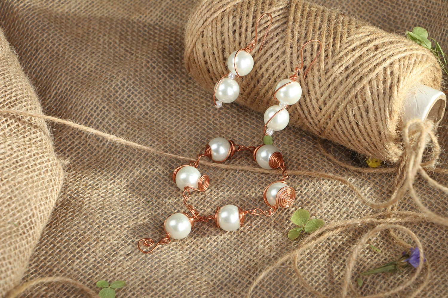 Set di orecchini e bracciale fatto a mano kit di accessori di perle belle
 foto 4