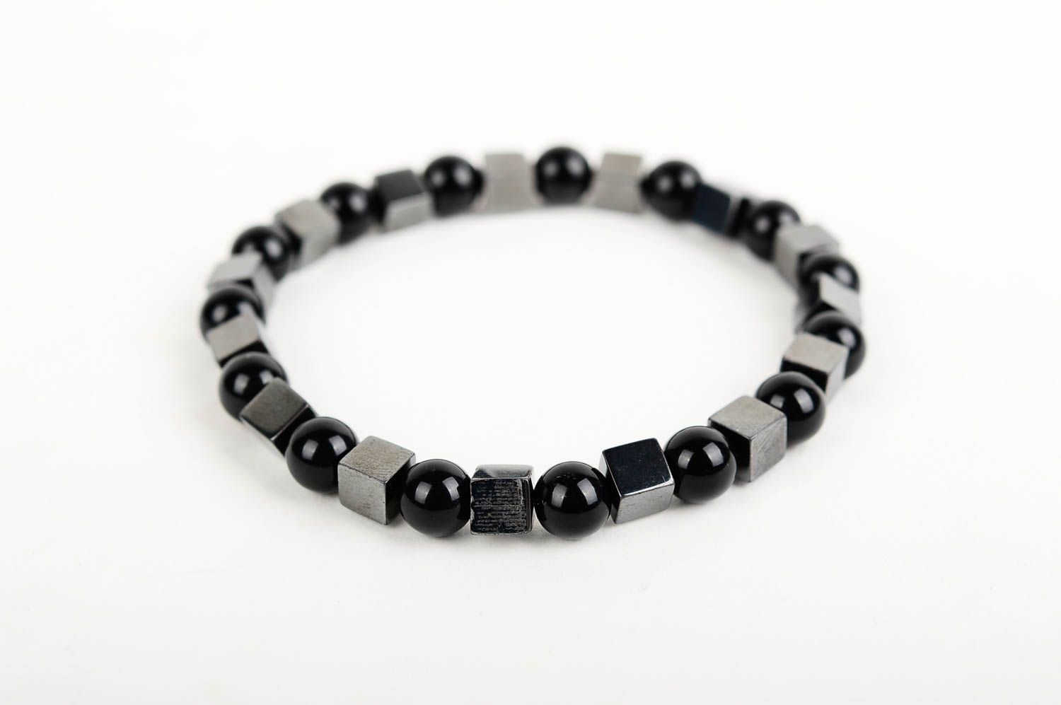 Bracelet pierres naturelles Bijou fait main noir Accessoire pour femme de mode photo 3