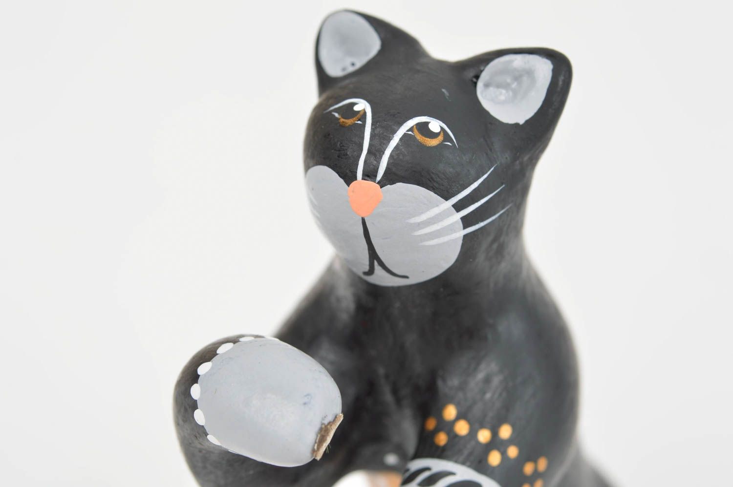 Figura de barro artesanal en forma de gato para decorar la casa regalo original  foto 5