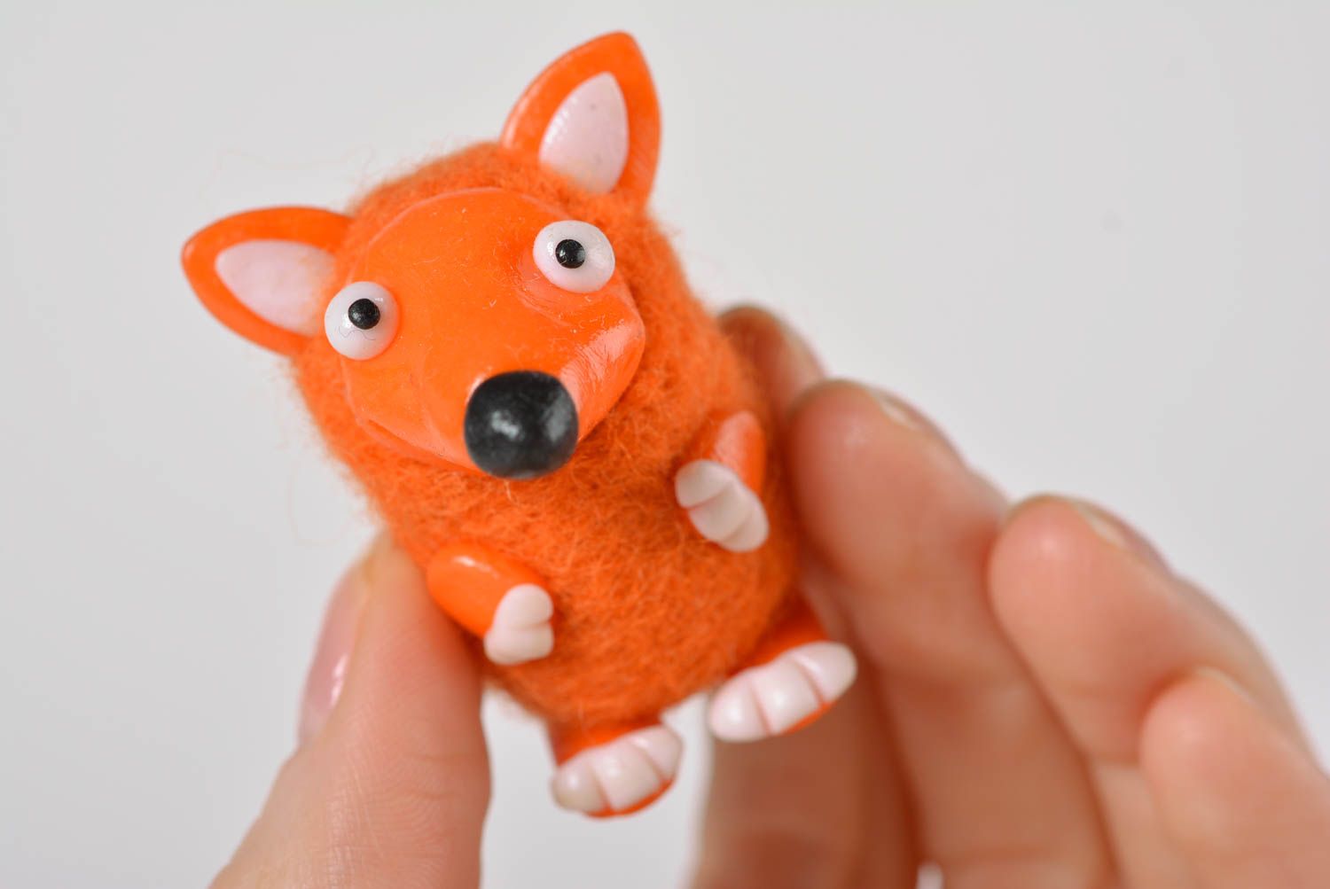 Gefilzte Figur handmade Fuchs Spielzeug Kinder Geschenke kleine Figur orange foto 4