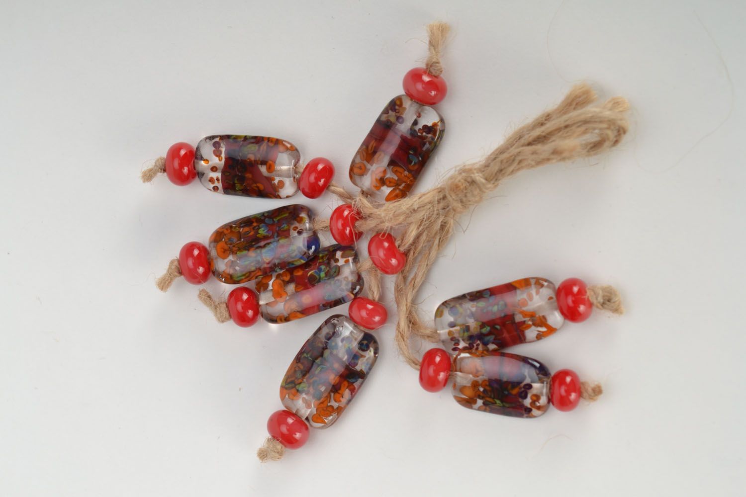 Handmade glass beads Rectangular photo 1
