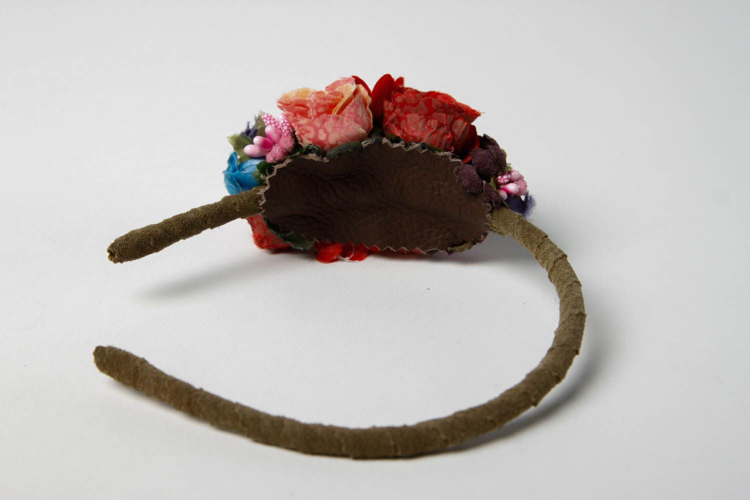 Serre-tête fleurs fait main Bijoux de tete cuir naturel Accessoires coiffure photo 5