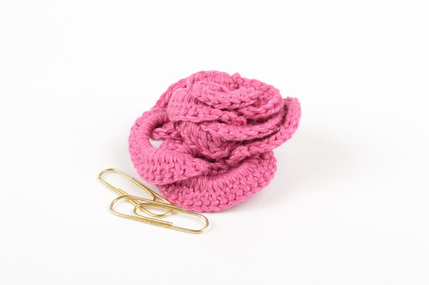 Fleur pour bijoux faite main Fourniture bijoux rose au crochet Loisirs créatifs photo 5