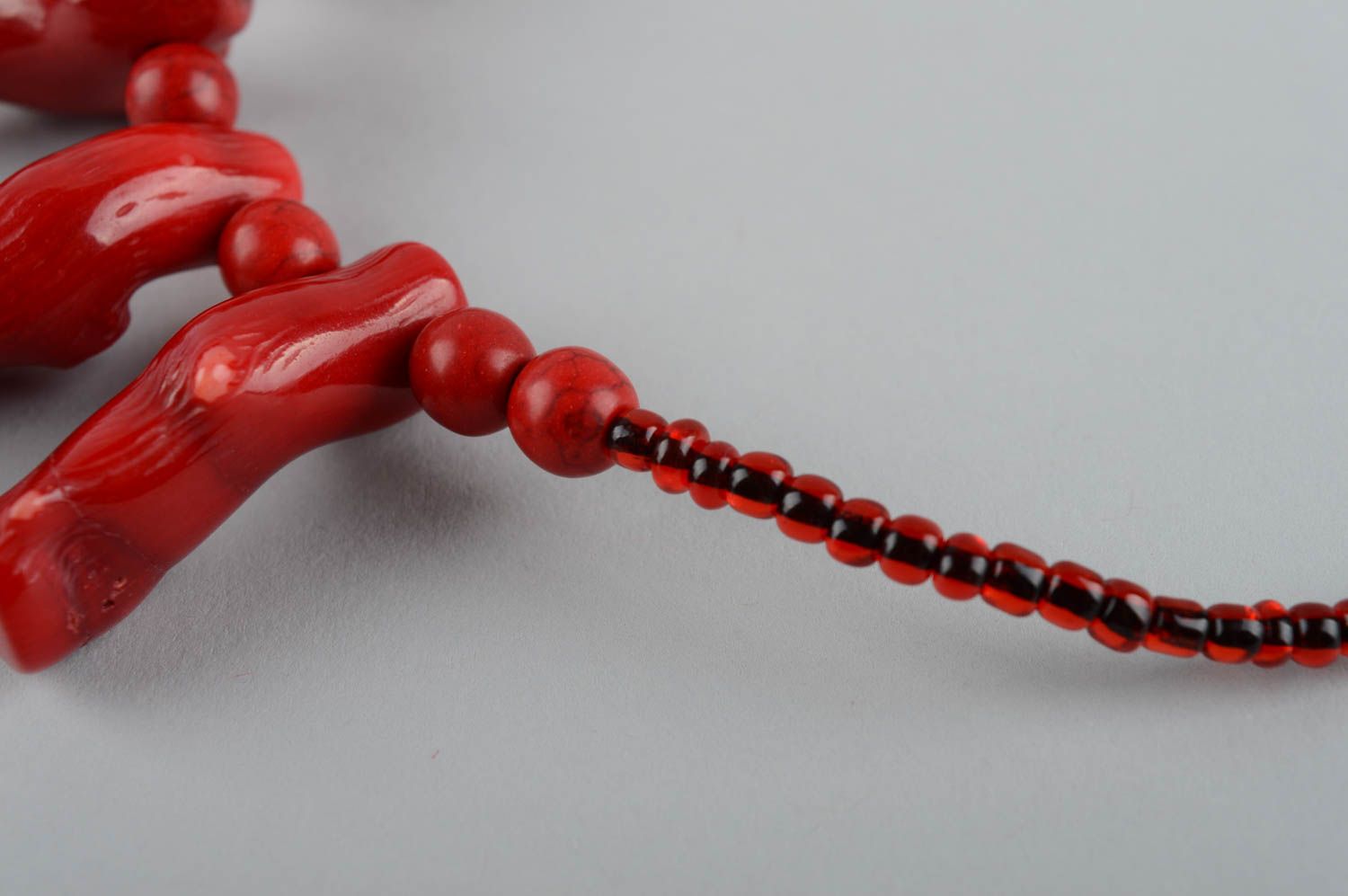 Collier corail Bijoux fait main rouge original Cadeau femme de créateur photo 5