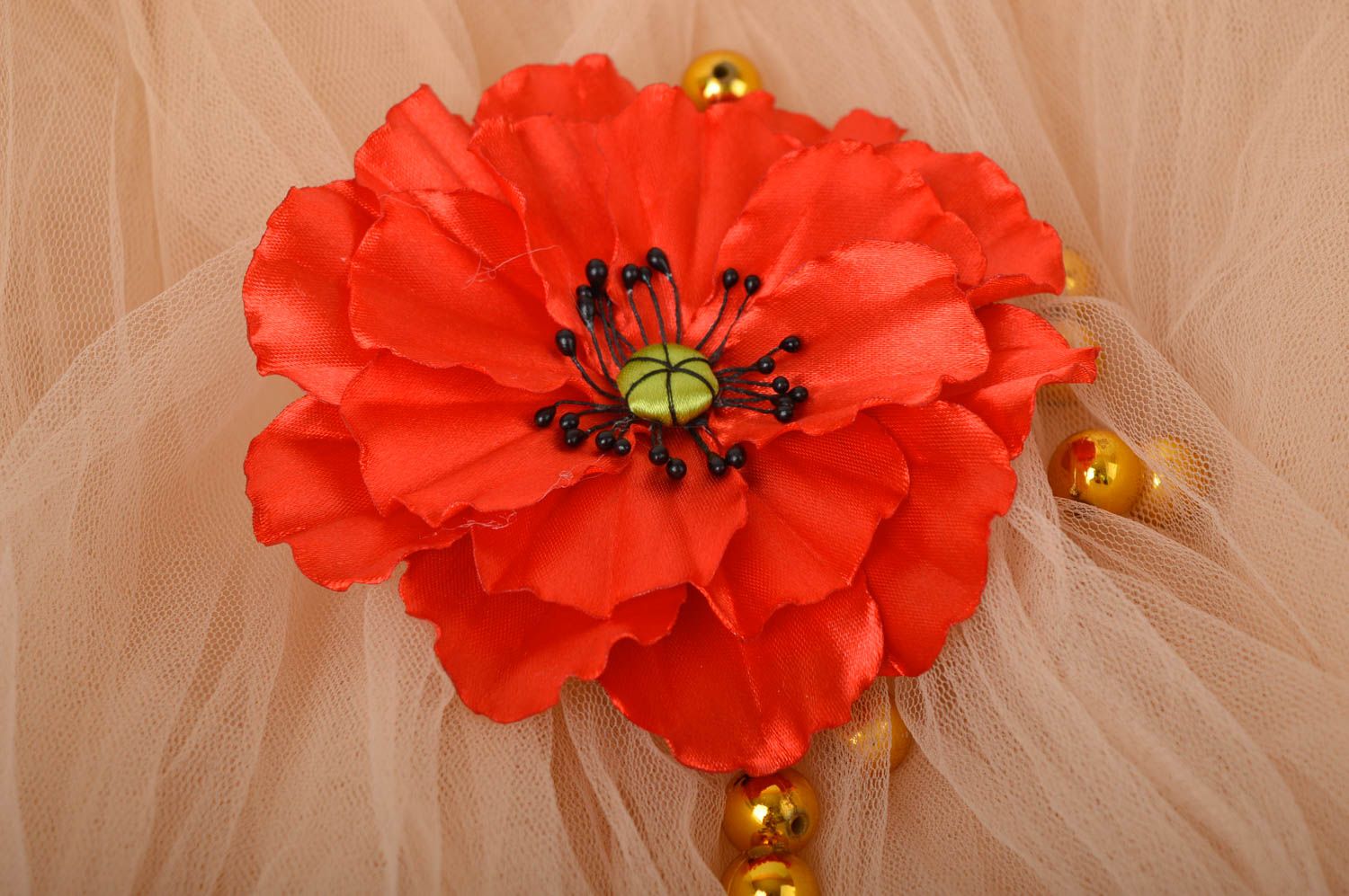 Handmade Haarspange Blume Damen Modeschmuck Accessoire für Haare rot originell foto 1
