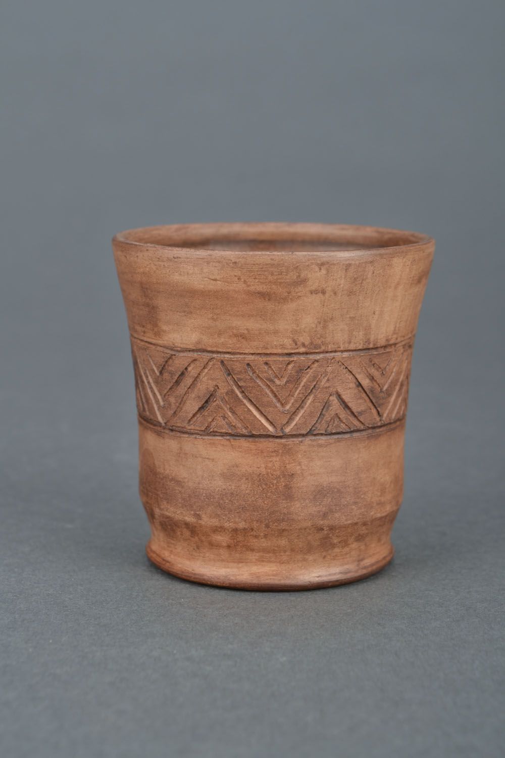 Gobelet céramique fait main original brun à motifs géométriques cadeau photo 3