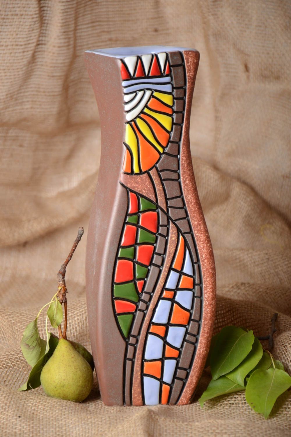 Handmade Keramik Vase Haus Deko Wohnzimmer Deko Geschenk für Frau bunt originell foto 1