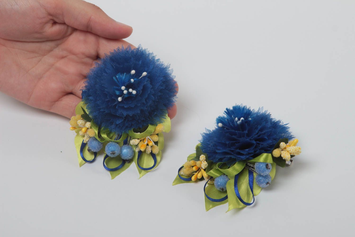Hair accessories for girls set of 2 hair clips handmade hair barrettes  photo 5