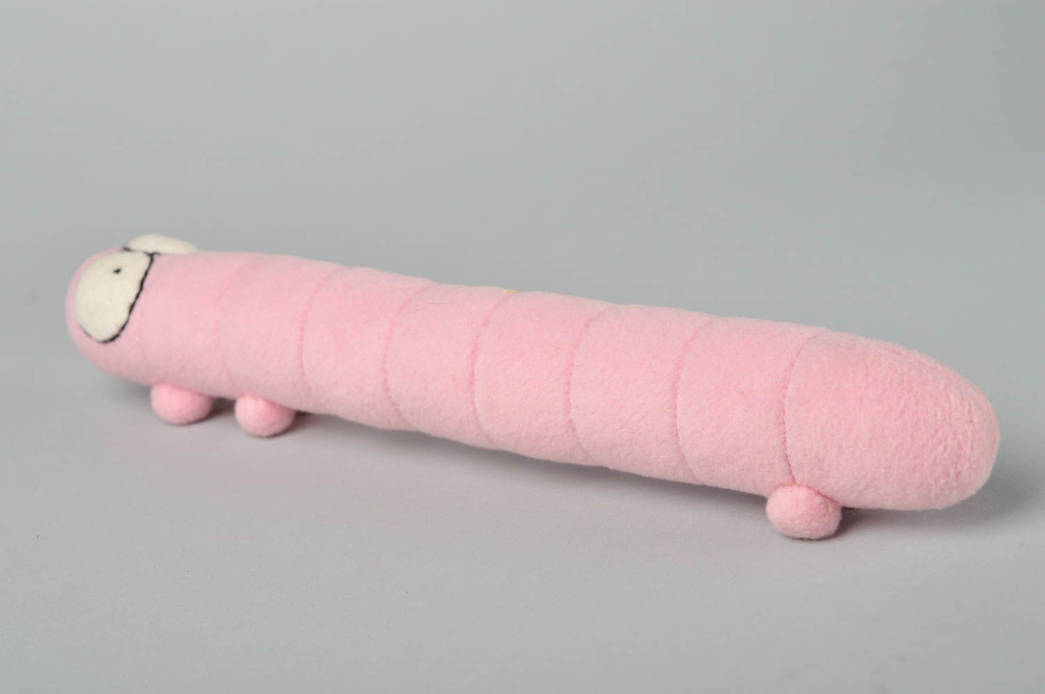 Peluche chenille rose Jouet fait main en tissu polaire Cadeau pour enfant photo 4
