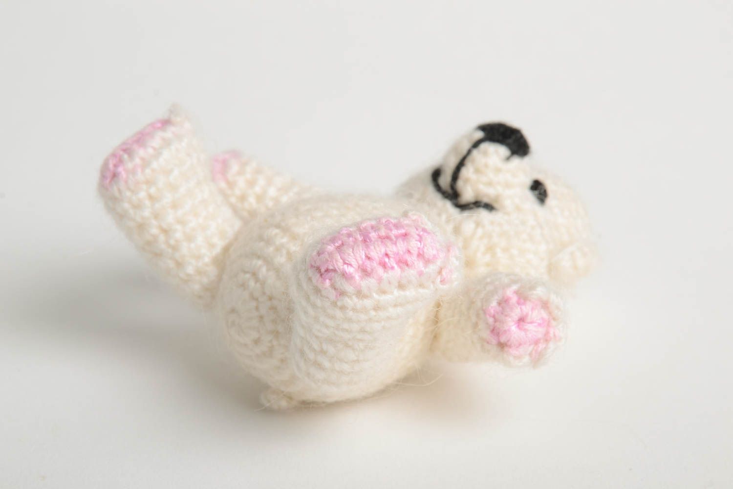 Cute crocheted toy handmade white soft toy designer bear kids present photo 3
