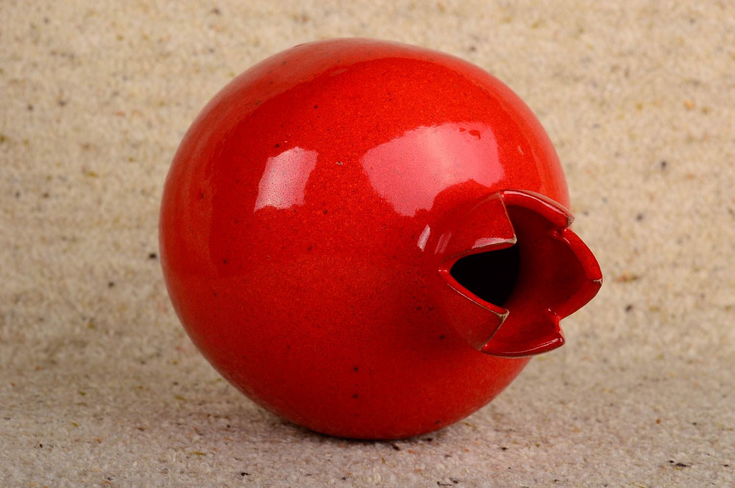 Small red hot 7 inches pomegranate shape ceramic handmade vase for home décor 1 lb photo 2