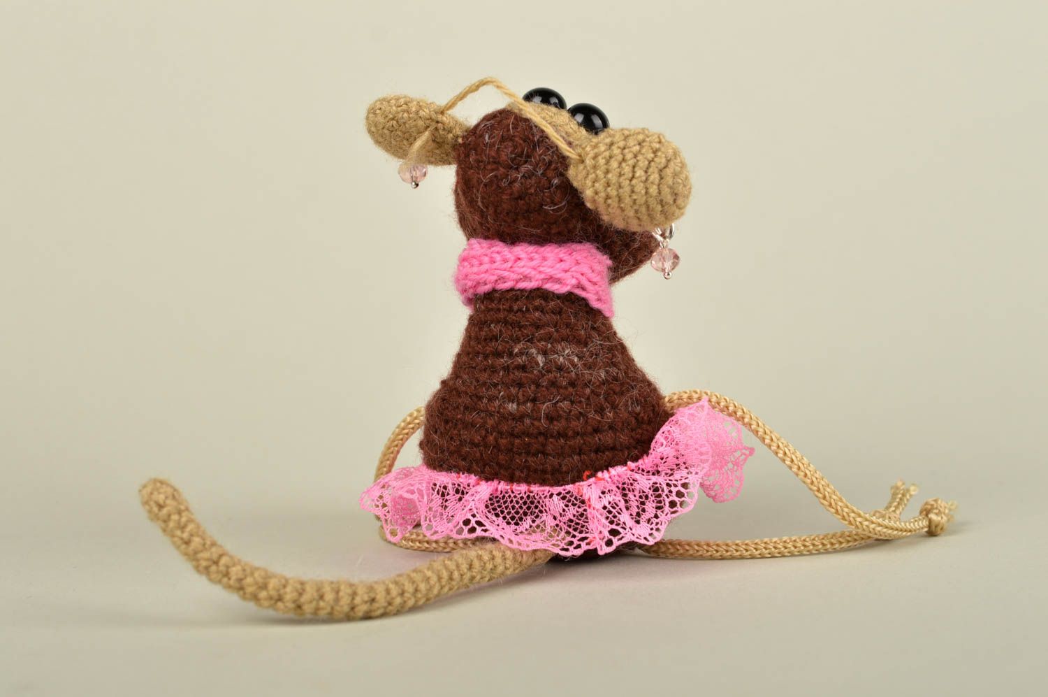 Jouet singe marron Peluche faite main tricotée au crochet Cadeau pour enfant photo 4