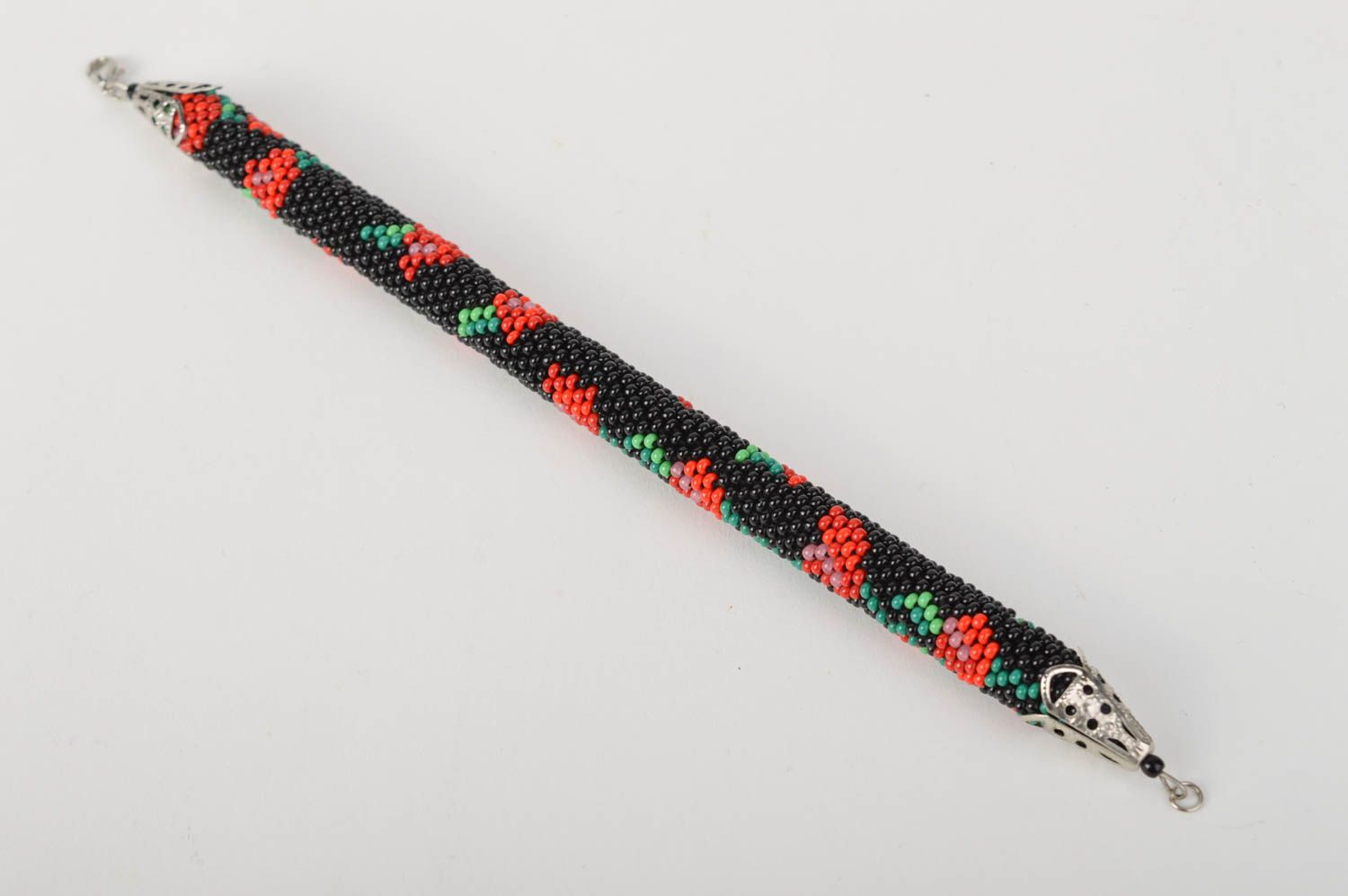 Hand crafted beaded bracelet black wrist beaded accessory fashion jewelry photo 2