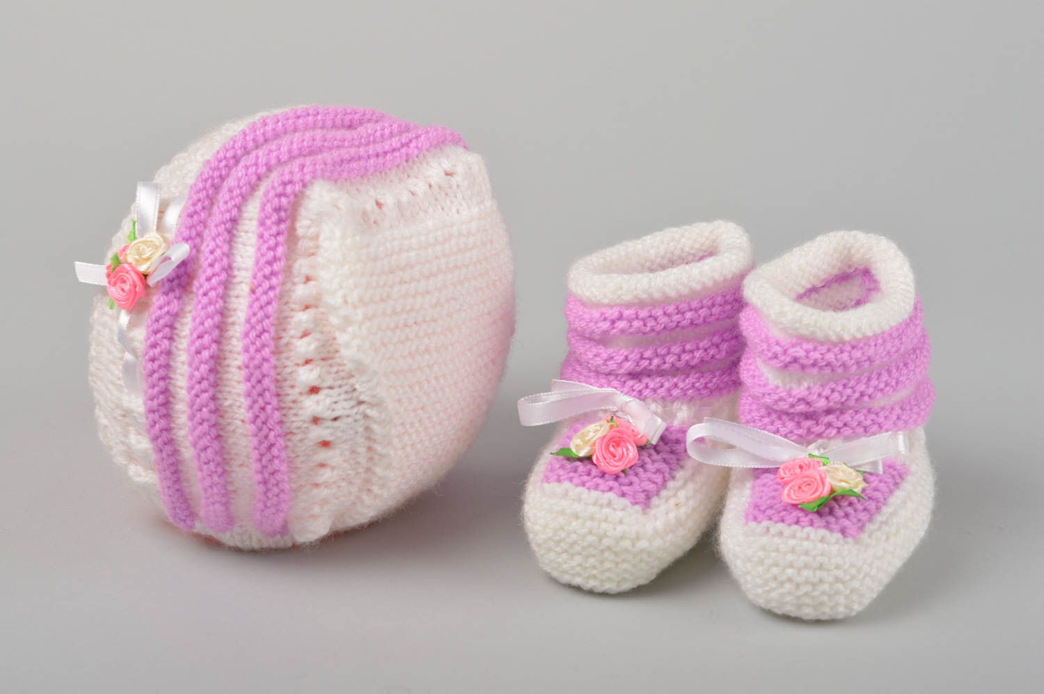 Patucos para bebés artesanales y gorro ropa infantil regalos para recién nacidos foto 1