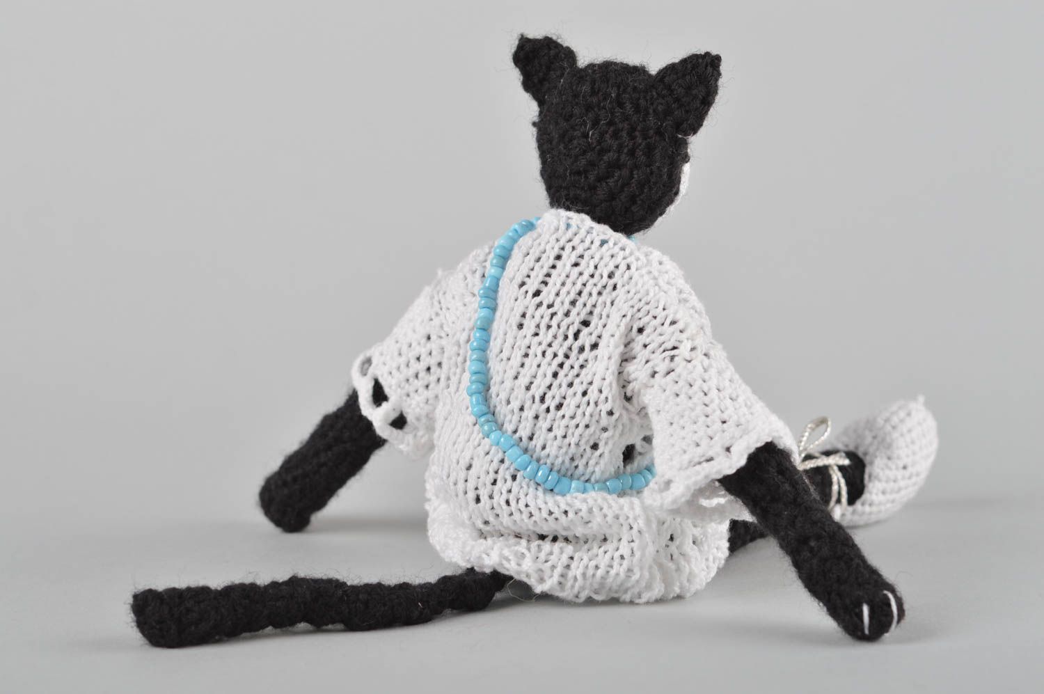 Handmade crocheted woolen toy cat designer soft child toy gift idea children photo 6