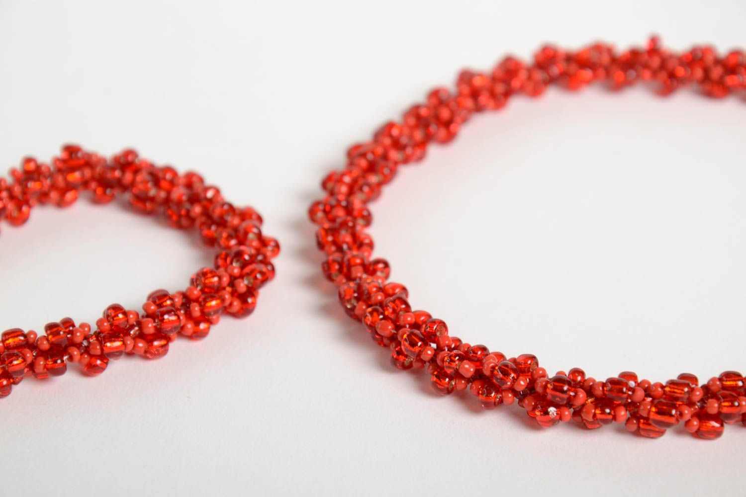 Parure collier bracelet Bijoux faits main rouges perles de rocaille Cadeau femme photo 5
