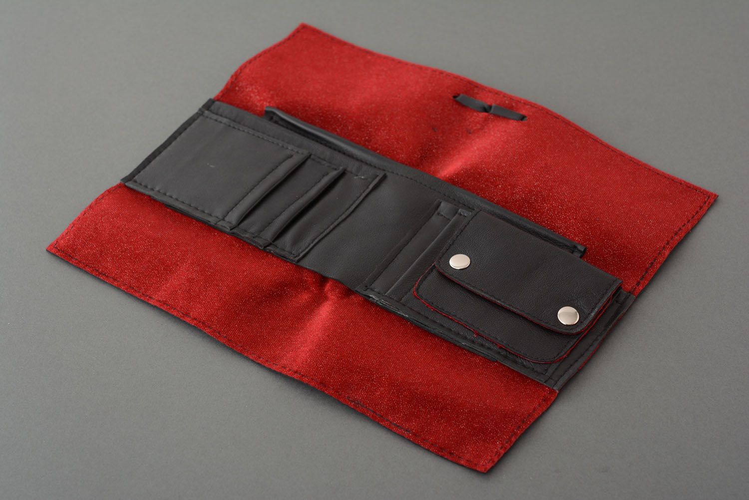 Rotes Portemonnaie aus leder handmade foto 3