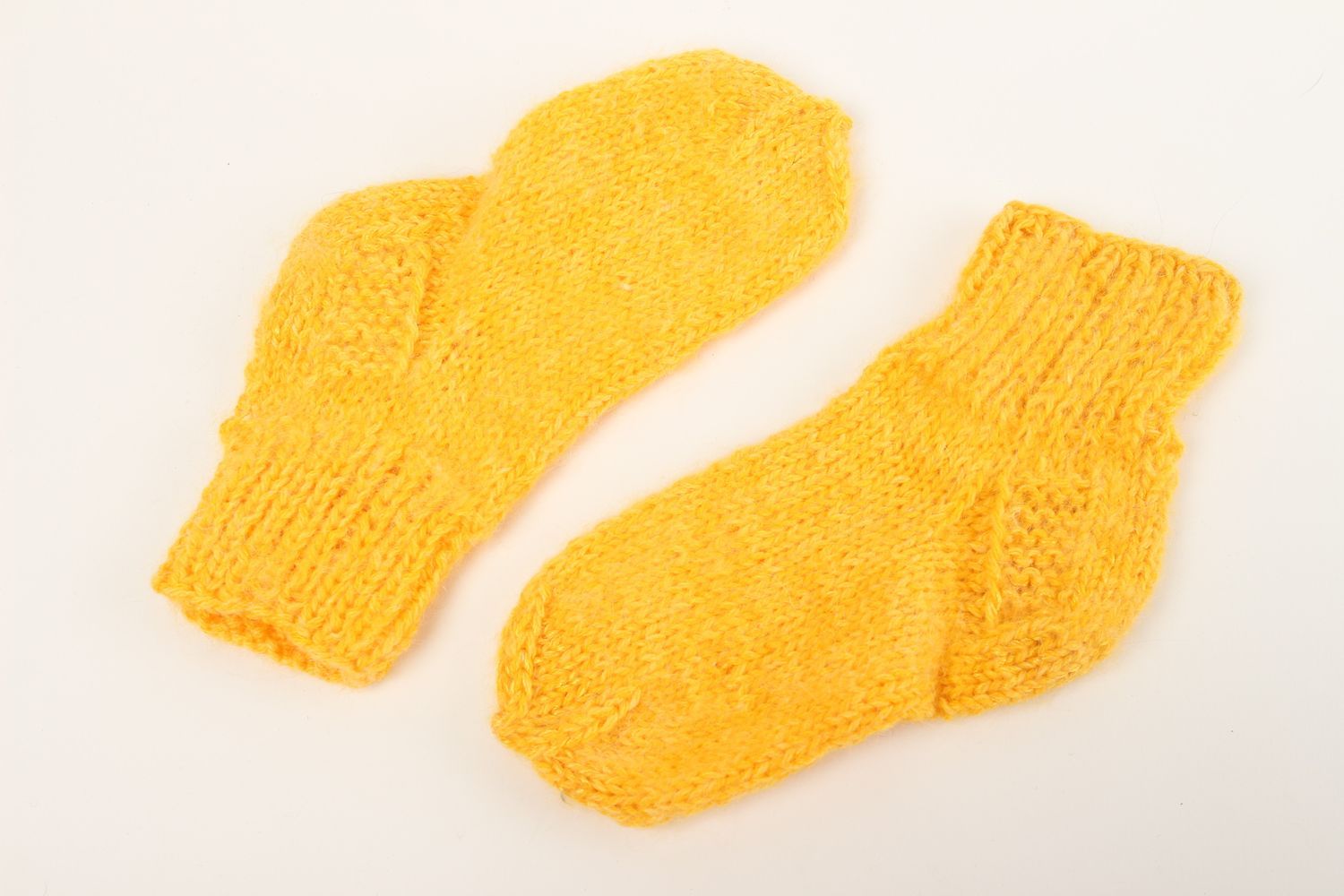 Желтые носки ручной работы красивые шерстяные носки яркие женские носки 36-38 р фото 2