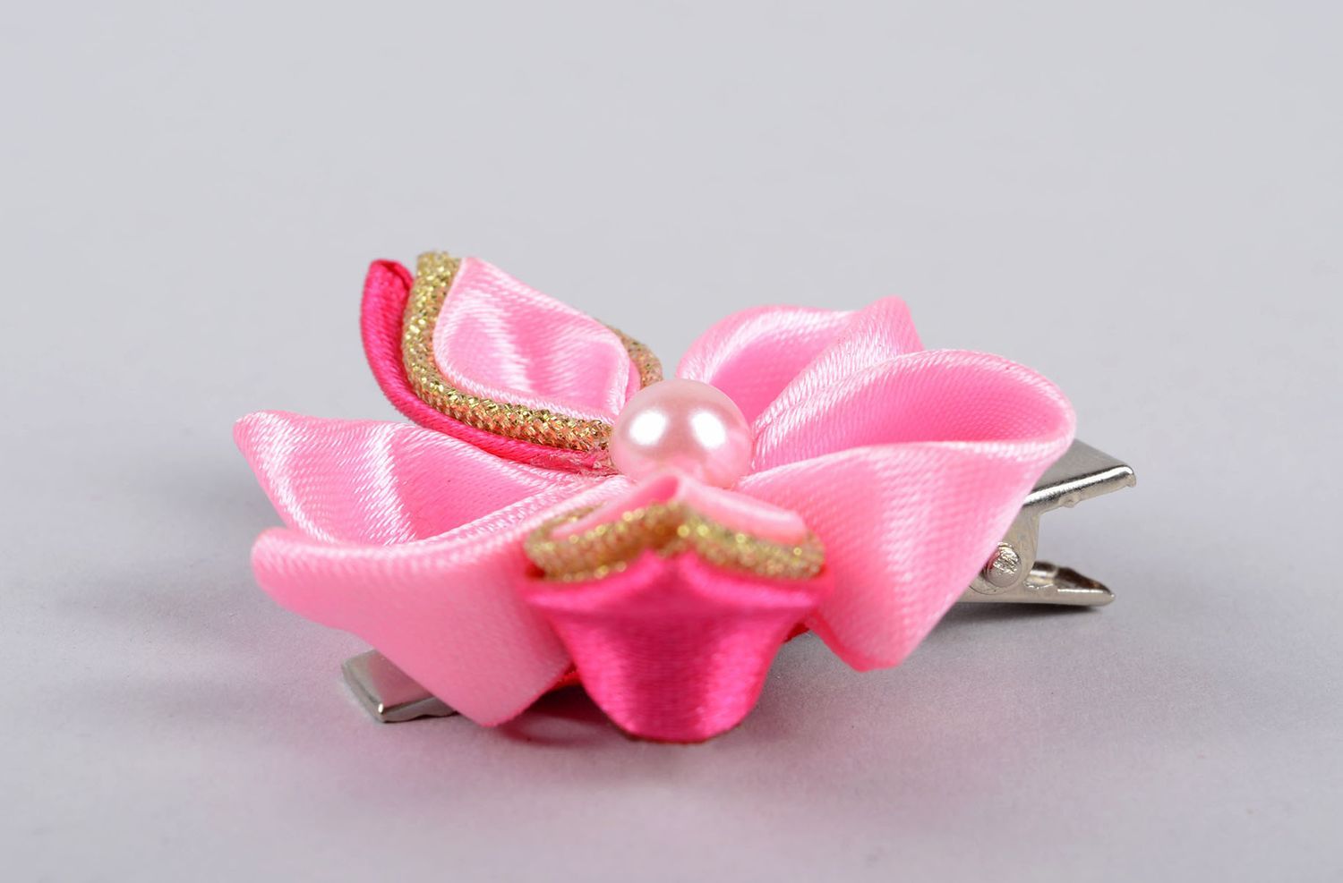 Blume Haarspange Schmuck handgemacht Accessoire für Haare in Rosa exklusiv foto 2