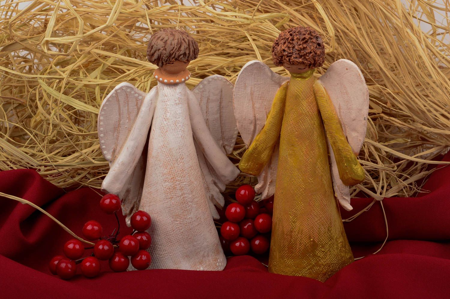 Figuras de barro artesanales decoración de hogar regalos para amigos ángeles foto 1