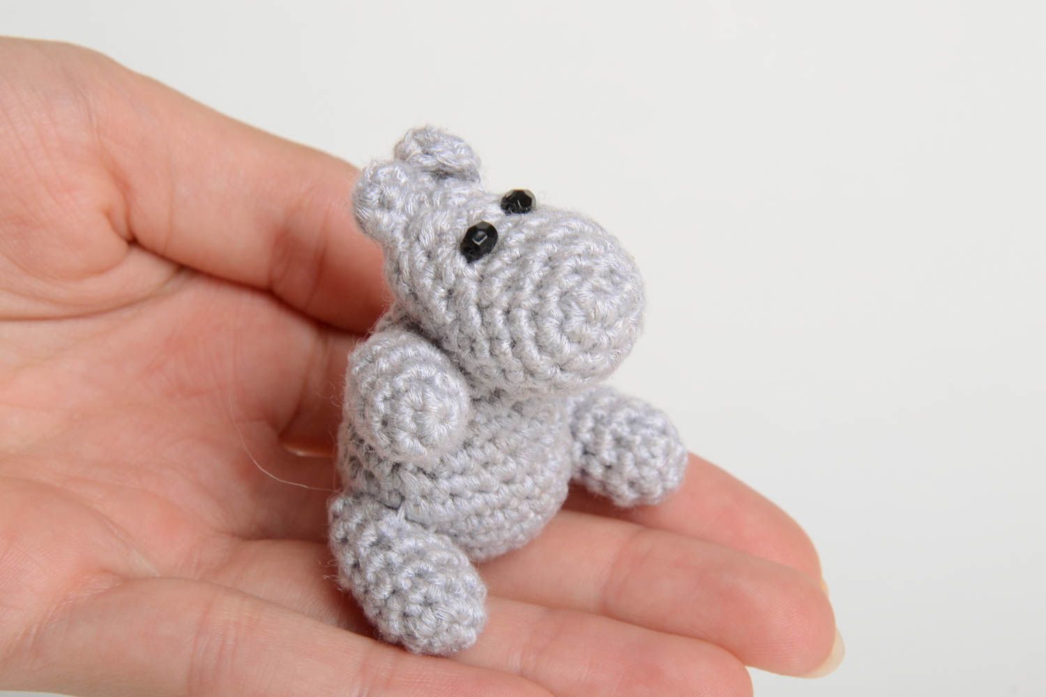 Jouet fait main Peluche hippo Déco maison tricoté au crochet coton original photo 5